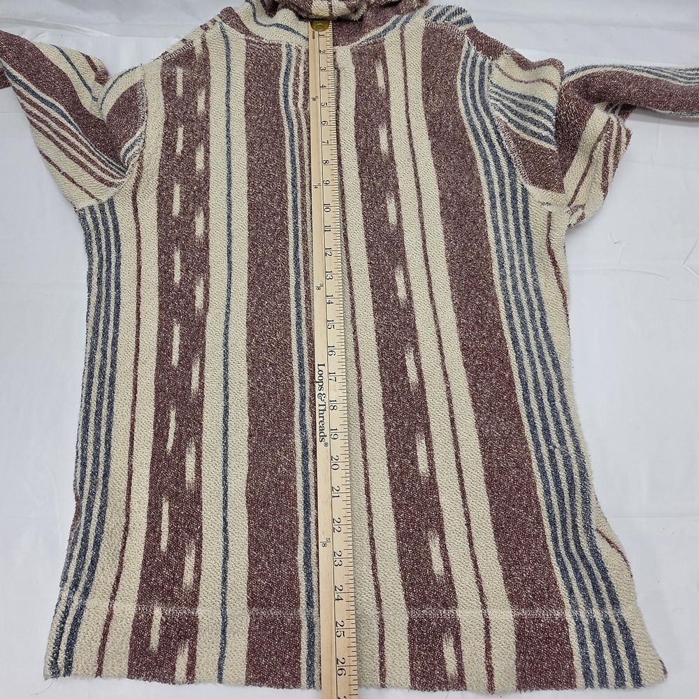 Hollister California Mens Baja Hoodie Small Burgundy Cream Striped Pullover - Picture 8 of 9